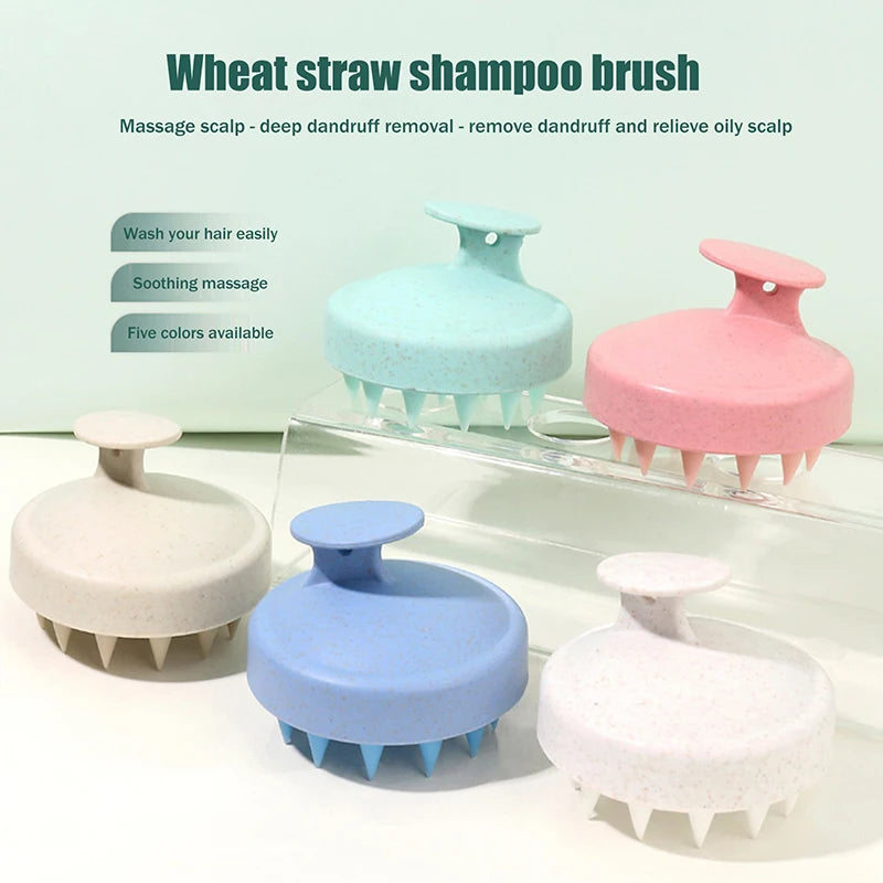 Hair Wash Brush TPE+Wheat Straw Hair Wash Brush Scalp Stop Itch Scratching