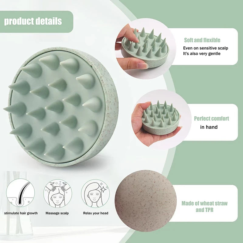 Hair Wash Brush TPE+Wheat Straw Hair Wash Brush Scalp Stop Itch Scratching