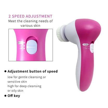 Electric Facial Cleaner 5 IN 1 Face Cleansing Brush Wash Machine Spa Skin Care Massager